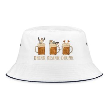 Drink Drank Drunk Beer Ducks Pub Humor - Bucket Hat - Weiß/Navy - Vorne