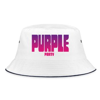 Purple Party Gradient Großbuchstaben - Bucket Hat - Weiß/Navy - Vorne