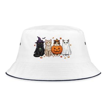 Halloween Kitty Quartett - Bucket Hat - Weiß/Navy - Vorne