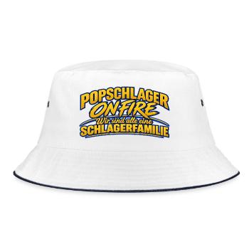 PopSchlager On Fire Schlagerfamilie - Bucket Hat - Weiß/Navy - Vorne