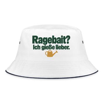 Ragebait? Ich gieße lieber. Pflanzenhumor - Bucket Hat - Weiß/Navy - Vorne