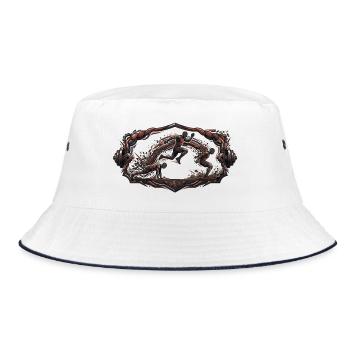 Broad Jump – Katzen Fitness Action - Bucket Hat - Weiß/Navy - Vorne