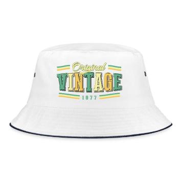 49. Geburtstag Original Vintage 1977 Retro - Bucket Hat - Weiß/Navy - Vorne