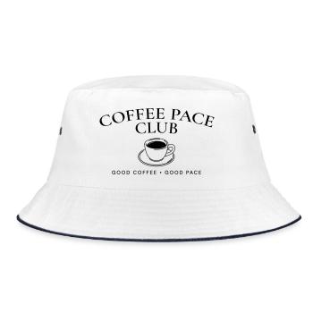 Coffee Pace Club – Lauf- und Kaffee-Lebensstil - Bucket Hat - Weiß/Navy - Vorne