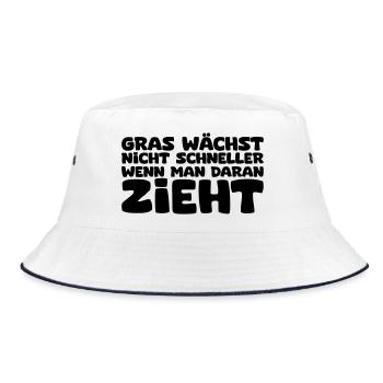 Gras wächst nicht schneller - Bucket Hat - Weiß/Navy - Vorne
