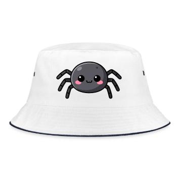 Niedliche Kawaii Halloween Spinne Geschenk Kinder  - Bucket Hat - Weiß/Navy - Vorne