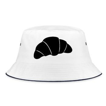  Croissant schwarz Geschenkidee für Bäcker  - Bucket Hat - Weiß/Navy - Vorne