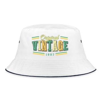 39. Geburtstag Original Vintage 1987 Retro - Bucket Hat - Weiß/Navy - Vorne