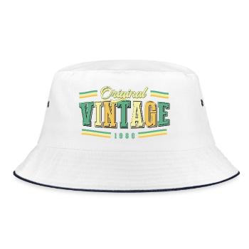 46. Geburtstag Original Vintage 1980 Retro - Bucket Hat - Weiß/Navy - Vorne