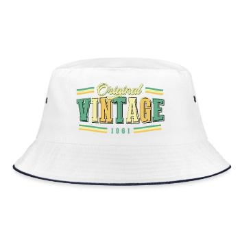 65. Geburtstag Original Vintage 1961 Retro - Bucket Hat - Weiß/Navy - Vorne