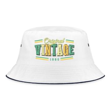 60. Geburtstag Original Vintage 1966 Retro - Bucket Hat - Weiß/Navy - Vorne
