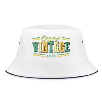 66. Geburtstag Original Vintage 1960 Retro - Bucket Hat - Weiß/Navy - Vorne