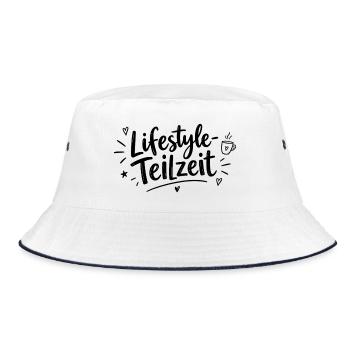 Lifestyle-Teilzeit – Lustiger Spruch - Bucket Hat - Weiß/Navy - Vorne