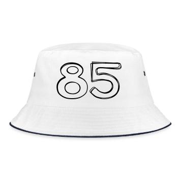 Zahl 85 handgezeichnet - Bucket Hat - Weiß/Navy - Vorne