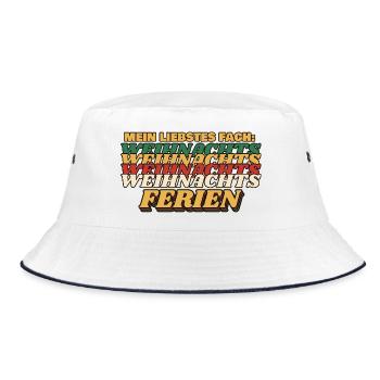 Mein liebstes Fach: Weihnachtsferien - Bucket Hat - Weiß/Navy - Vorne