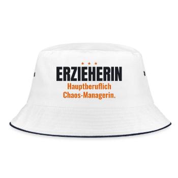 Erzieherin Shirt – Hauptberuflich Chaos-Managerin - Bucket Hat - Weiß/Navy - Vorne