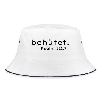 Psalm - Gott behütet - Bucket Hat - Weiß/Navy - Vorne