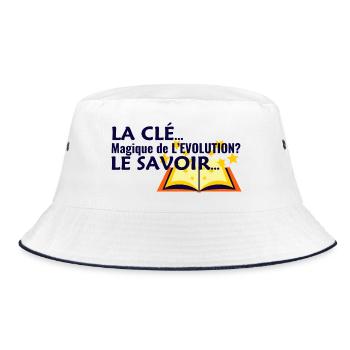 Der magische Schlüssel zur Evolution: Wissen... - Bucket Hat - Weiß/Navy - Vorne