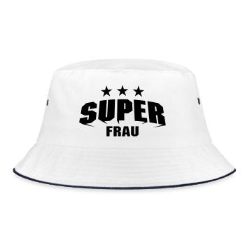 Super Frau - Bucket Hat - Weiß/Navy - Vorne
