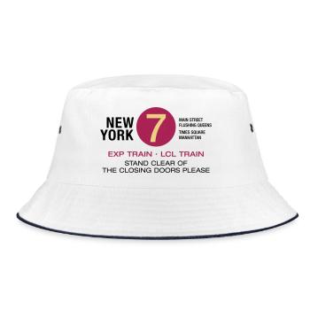 New York City U-Bahn Subway 7 Manhattan Queens NYC - Bucket Hat - Weiß/Navy - Vorne