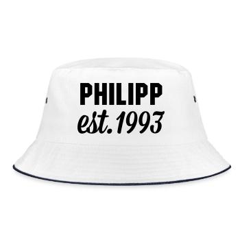 Philipp est 1993 - Bucket Hat - Weiß/Navy - Vorne