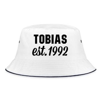 Tobias est 1992 - Bucket Hat - Weiß/Navy - Vorne