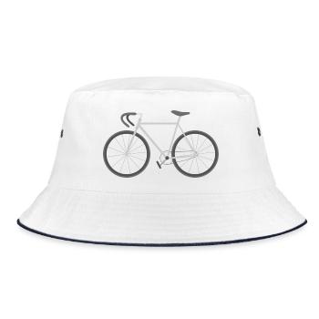 Minimal Bicycle Silhouette Graphic - Bucket Hat - white/navy - Front