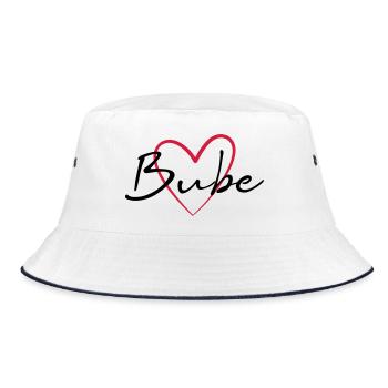 Herz Bube Geschenkidee - Bucket Hat - Weiß/Navy - Vorne