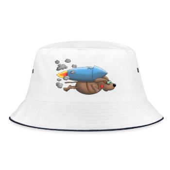 Raketen Hund - Bucket Hat - Weiß/Navy - Vorne