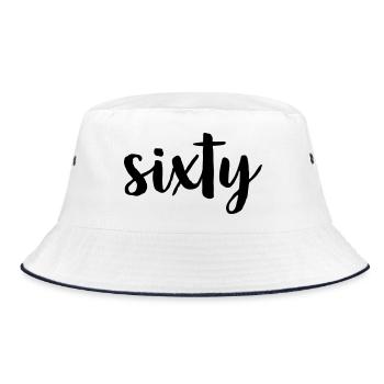 60 sixty 60.Geburtstag Geschenk Zahl 60 Nummer - Bucket Hat - Weiß/Navy - Vorne