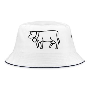 Vache tirée avec cloche - Bob - blanc/marine - Devant