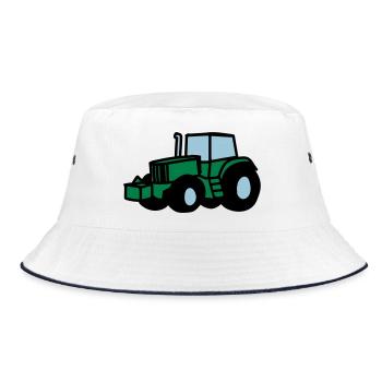 Traktor - Bucket Hat - Weiß/Navy - Vorne