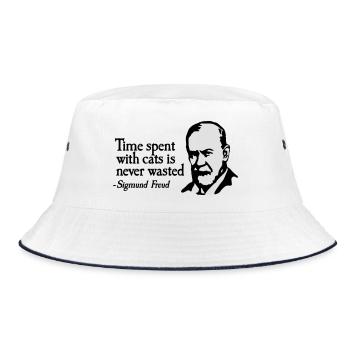 Time spent with cats is never Sigmund Freud - Bucket Hat - white/navy - Front