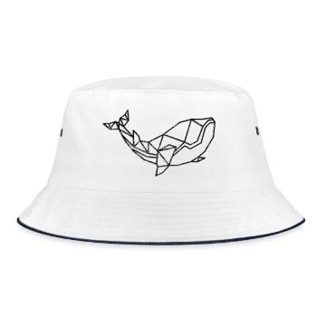 Geometric Whale Lineart - Bucket Hat - white/navy - Front