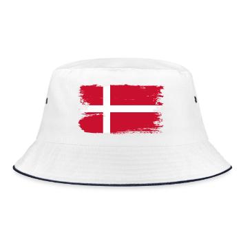 Denmark Flag Grunge Cross Brush - Bucket Hat - white/navy - Front