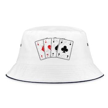 Diamond Heart- Spades- Cross-Ace Card Game Poker Pro - Bucket Hat - white/navy - Front