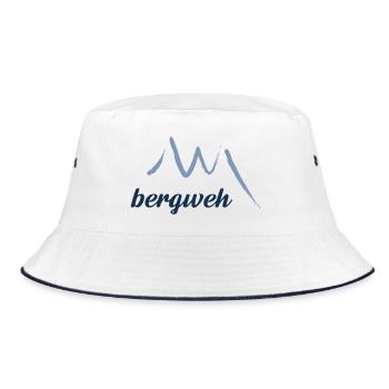 bergweh Logo Blau - Berg & W - Bucket Hat - Weiß/Navy - Vorne