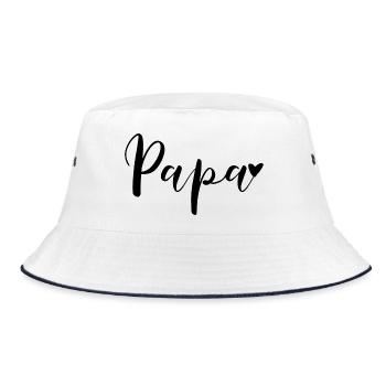 Papa Herz Geschenkidee - Bucket Hat - Weiß/Navy - Vorne