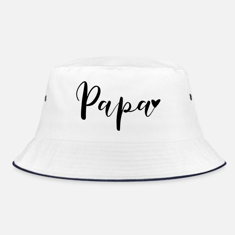 Papa Herz Geschenkidee - Bucket Hat - Weiß/Navy