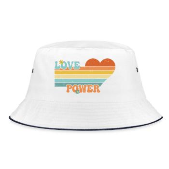 Love Power - Cœur d’amour rétro des années 60 et 70 - Bob - blanc/marine - Devant