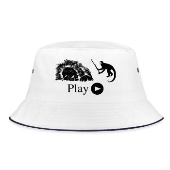 Lustiger Affe und Löwe - Bucket Hat - Weiß/Navy - Vorne
