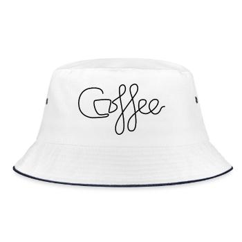 coffee one line art café coffee symbol company - Bucket Hat - white/navy - Front