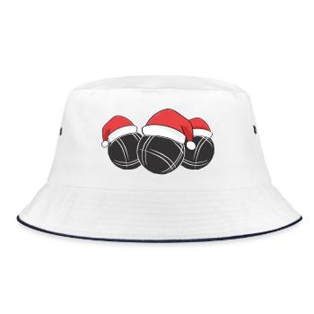 Boule Santa Petanque Outfit für Bouler zum boulen - Bucket Hat - Weiß/Navy - Vorne