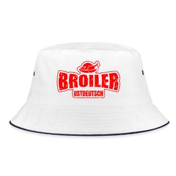 Broiler Ostdeutsch - Designfarbe frei wählbar! - Bucket Hat - Weiß/Navy - Vorne