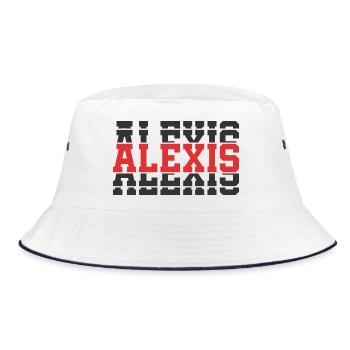 Alexis t-shirt t-shirt idée cadeau texte empilé - Bob - blanc/marine - Devant