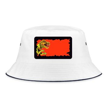 T-Rex Dinosaurier | personalisierbar  - Bucket Hat - Weiß/Navy - Vorne