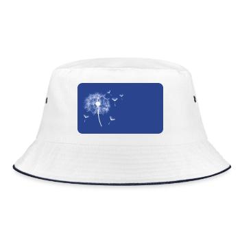 Pusteblume blau - personalisierbar - Bucket Hat - Weiß/Navy - Vorne