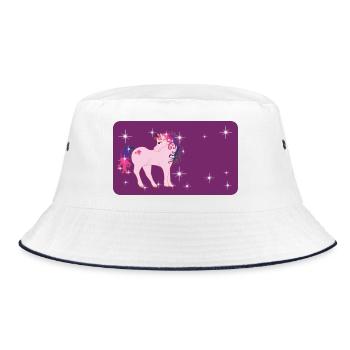 Fantasy Unicorn with Star - Purple - Bucket Hat - white/navy - Front