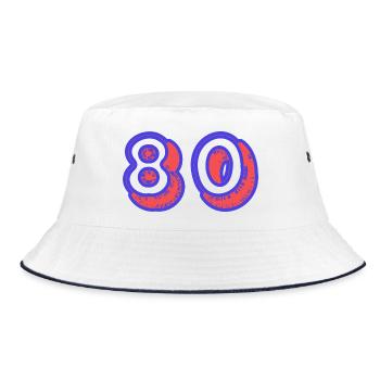 80. 80 JAHRE. 80-JÄHRIGES JUBILÄUM. 80. GEBURTSTAG. - Bucket Hat - Weiß/Navy - Vorne