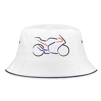 Motorrad Supersport Konturen mehrfarbig - Bucket Hat - Weiß/Navy - Vorne